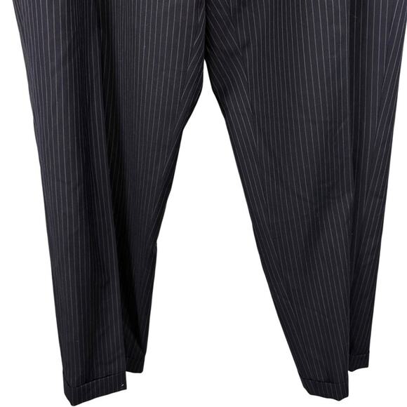 Bachrach Navy 3 Button 2 Piece Suit Jacket Pants Pinstriped Mens sz 46 Long - Picture 2 of 16